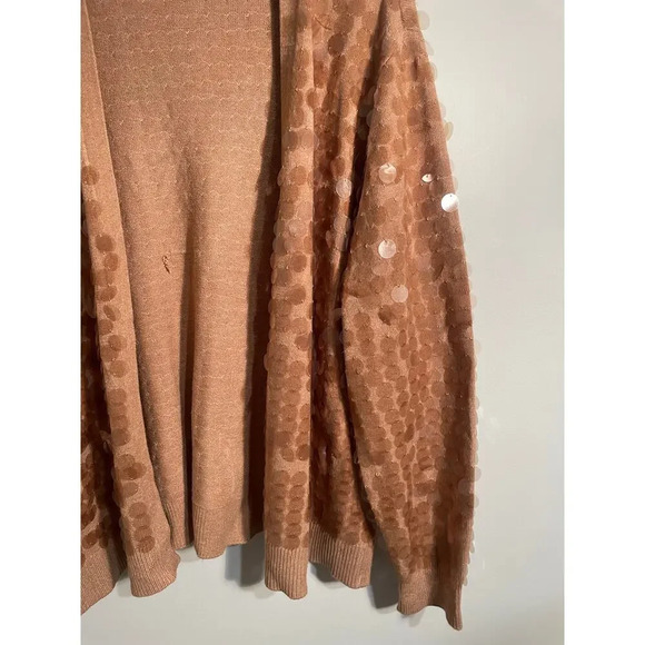 Chico’s Brown Sequined Open Front Cardigan Sweater - Picture 4 of 11